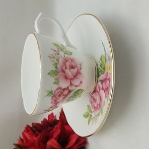 Duchess Bone China Pink Rose Cup and Saucer